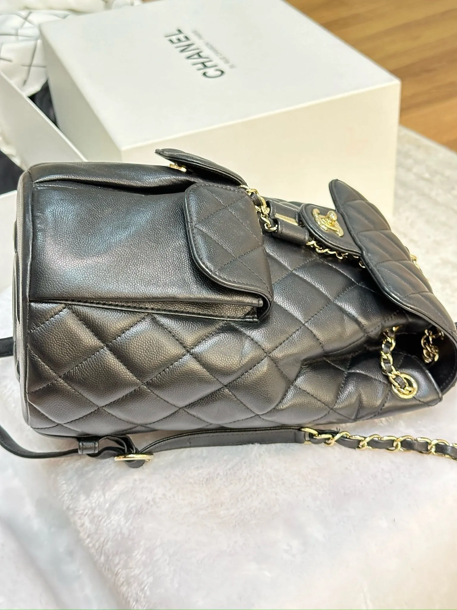 Chanel Caviar Quilted Pockets Backpack Black