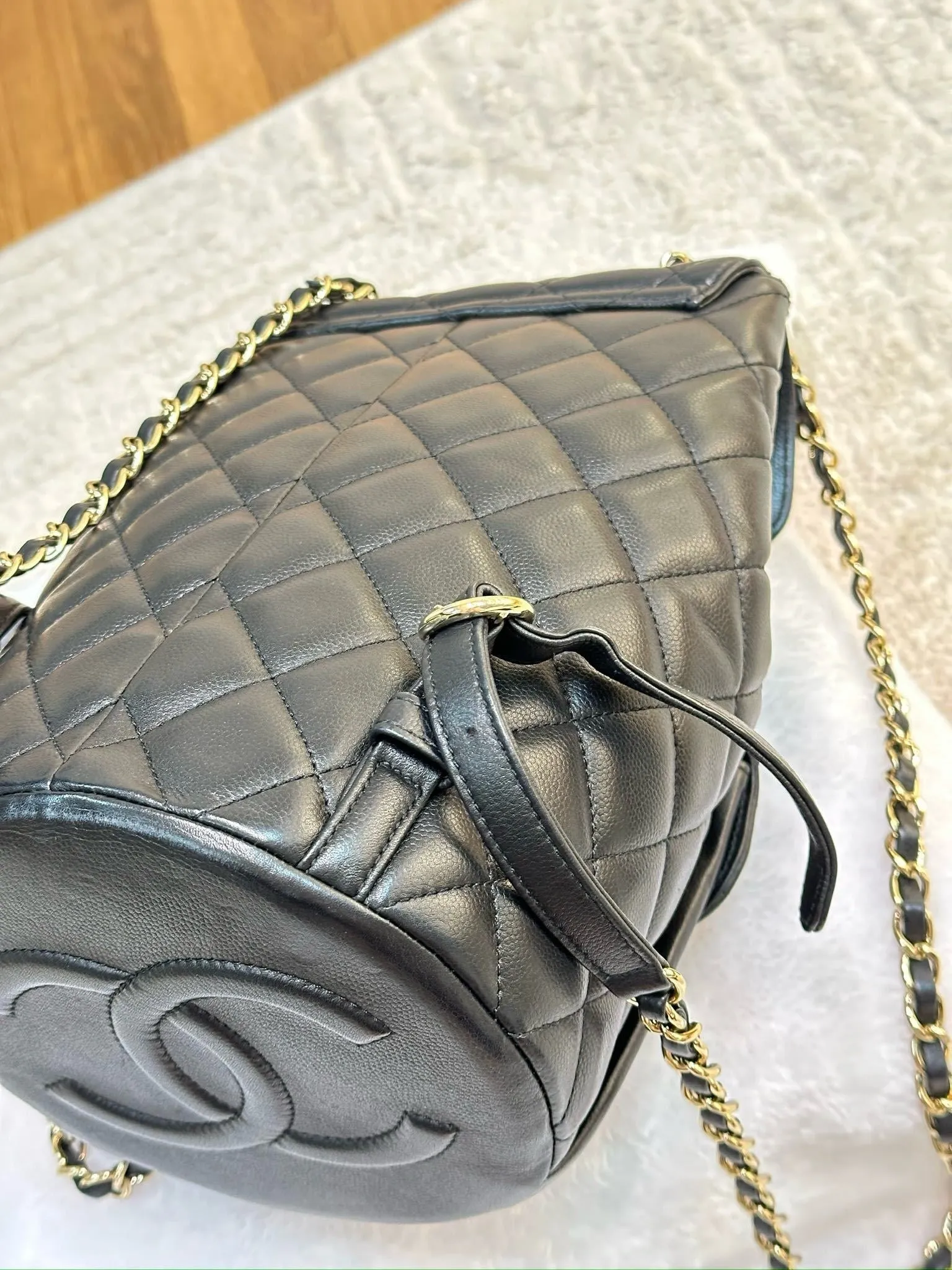 Chanel Caviar Quilted Pockets Backpack Black