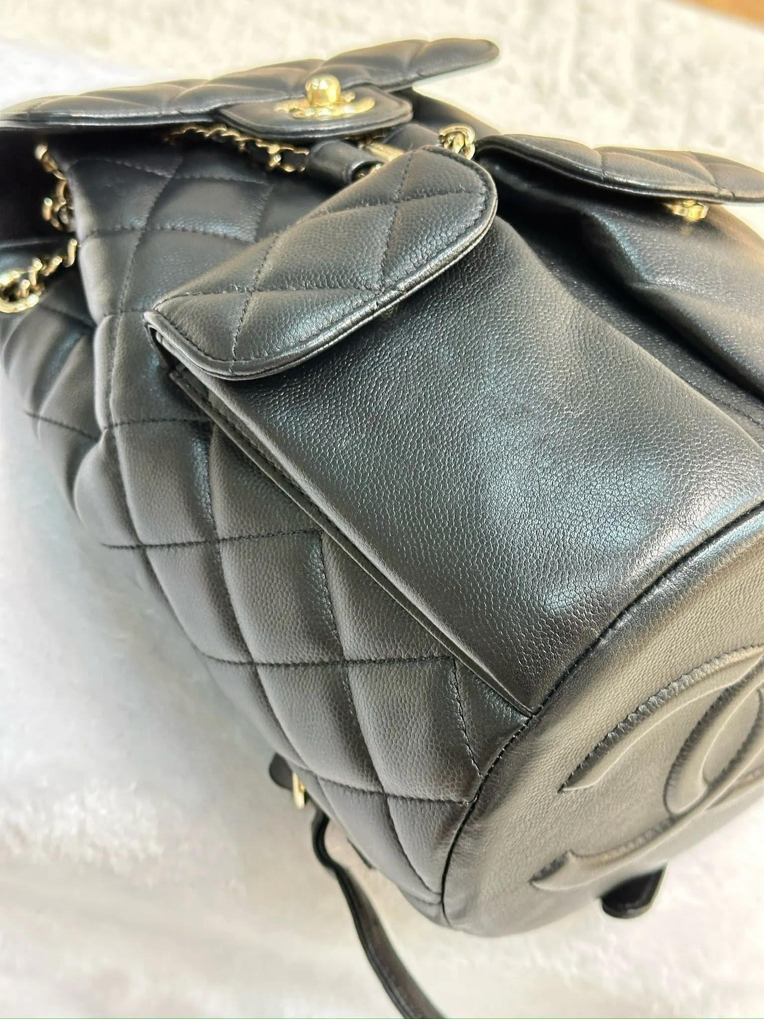 Chanel Caviar Quilted Pockets Backpack Black