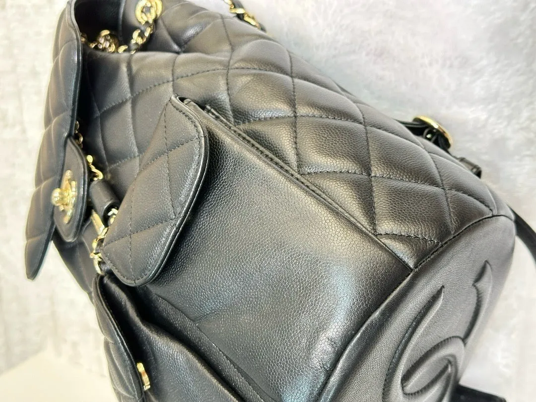 Chanel Caviar Quilted Pockets Backpack Black