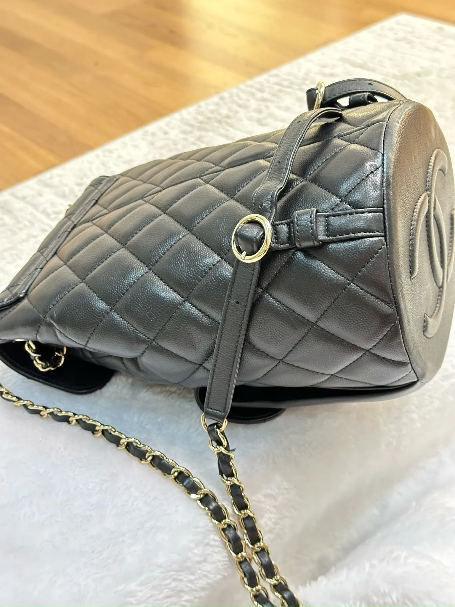 Chanel Caviar Quilted Pockets Backpack Black