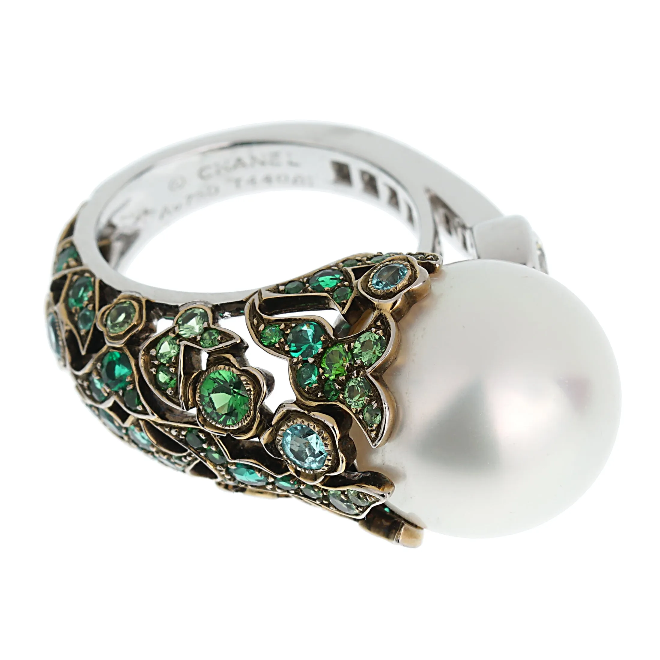 Chanel South Sea Pearl Tourmaline Diamond Ring