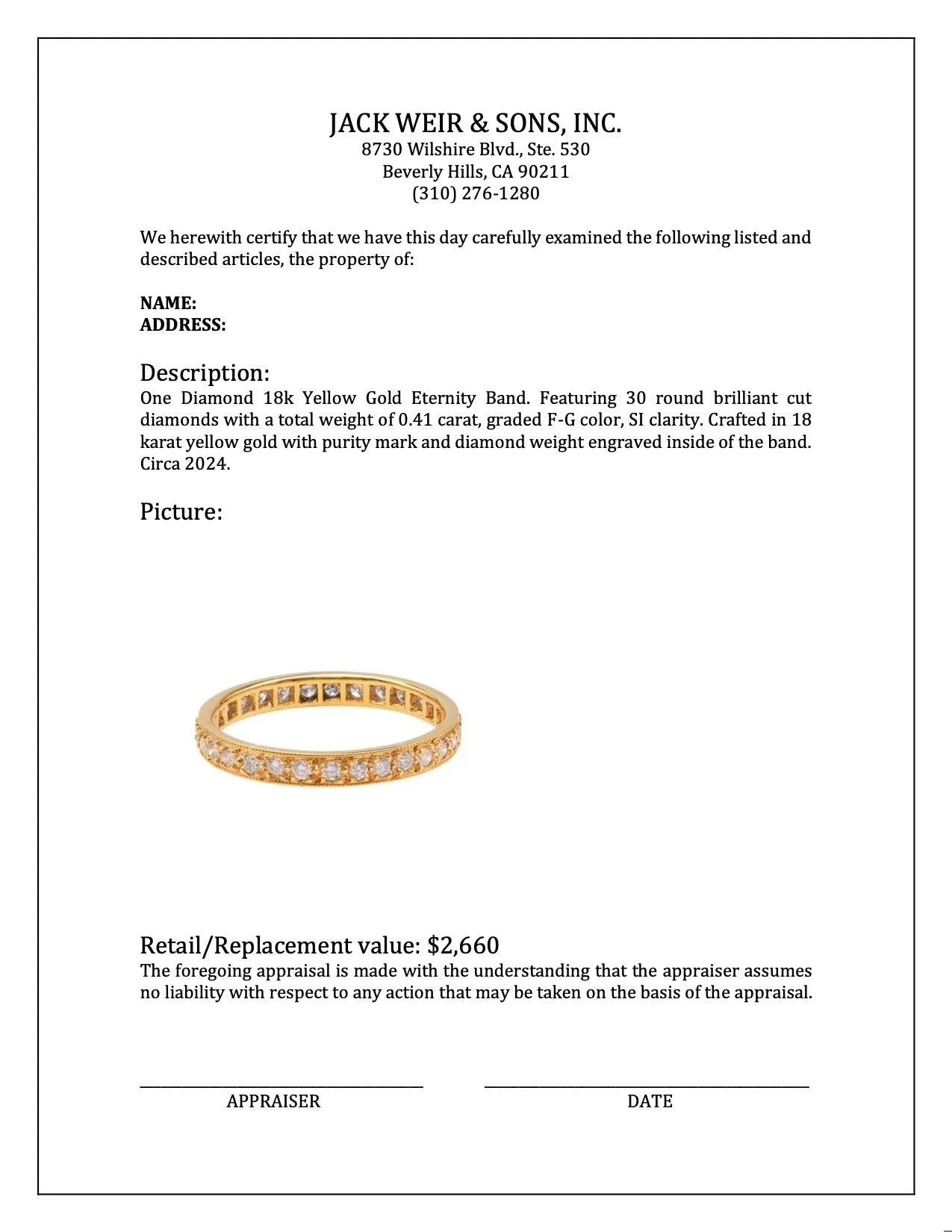 Diamond 18k Yellow Gold Eternity Band