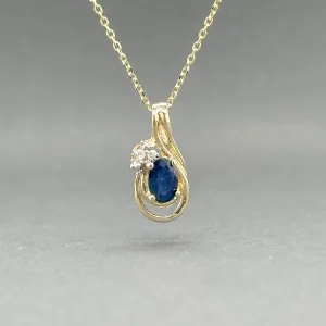 Estate 10K Y Gold 0.50ct Sapphire & 0.01ctw H-I/SI2 Diamond Pendant