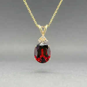 Estate 10K Y Gold 4.33ct Garnet & 0.06ctw H/I1 Diamond Pendant