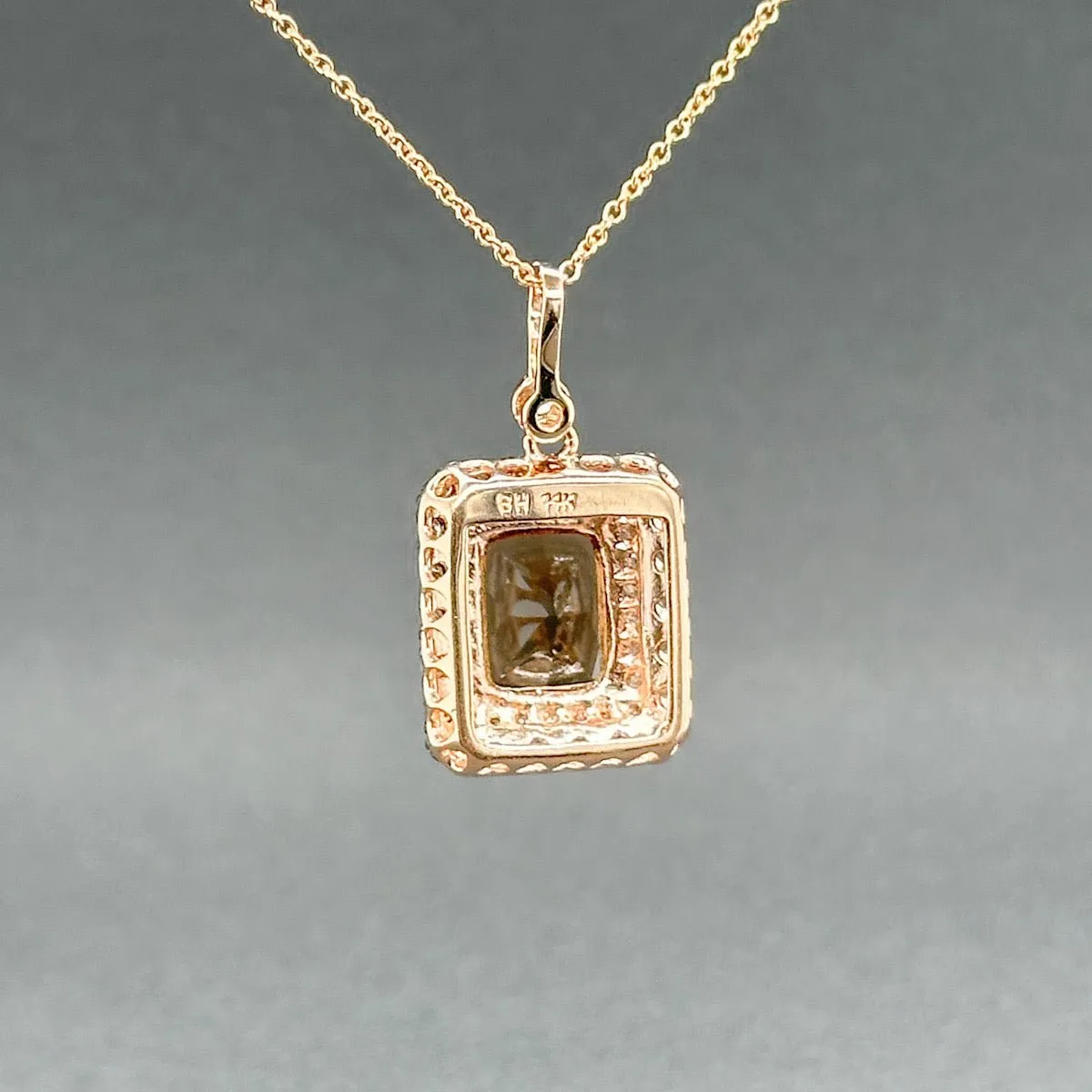 Estate 14K R Gold 3.77ct Smoky Quartz & 0.40ctw Brown-H-I/SI1-2 Diamond Pendant
