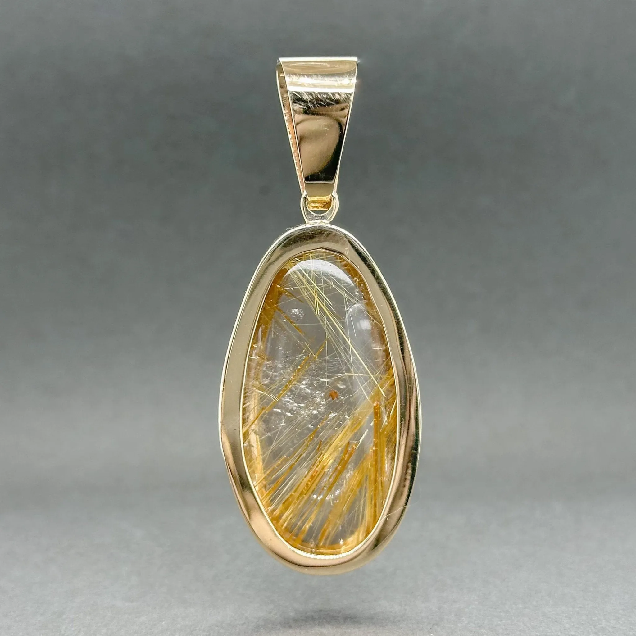 Estate 14K R Gold 85.00ct Rutilated Quartz & 0.14ctw Diamond Pendant