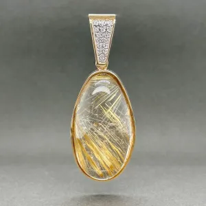 Estate 14K R Gold 85.00ct Rutilated Quartz & 0.14ctw Diamond Pendant