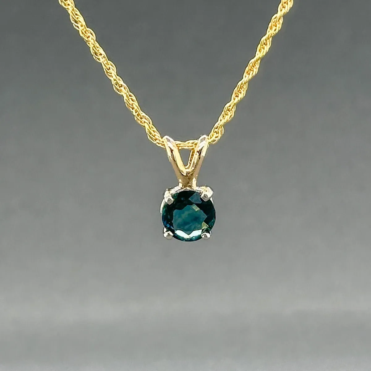 Estate 14K TT Gold 0.62ct Sapphire Pendant