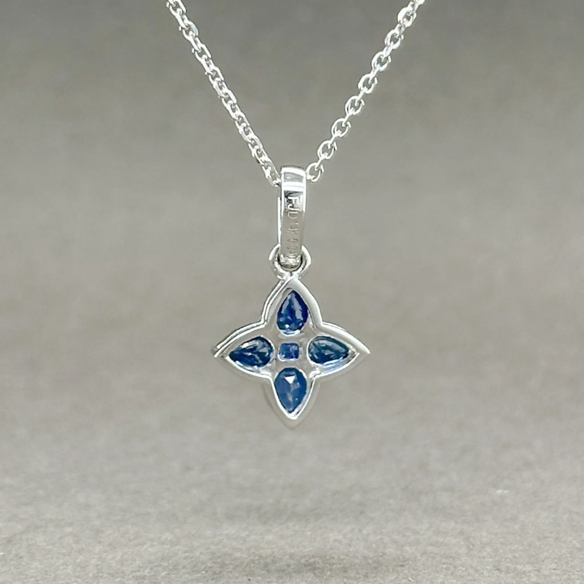 Estate 14K W Gold 0.04ctw G/SI1 Diamond and 0.71ctw Sapphire Pendant