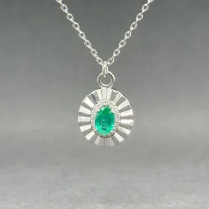 Estate 14K W Gold 0.47ct Emerald & 0.05ctw Diamond Pendant