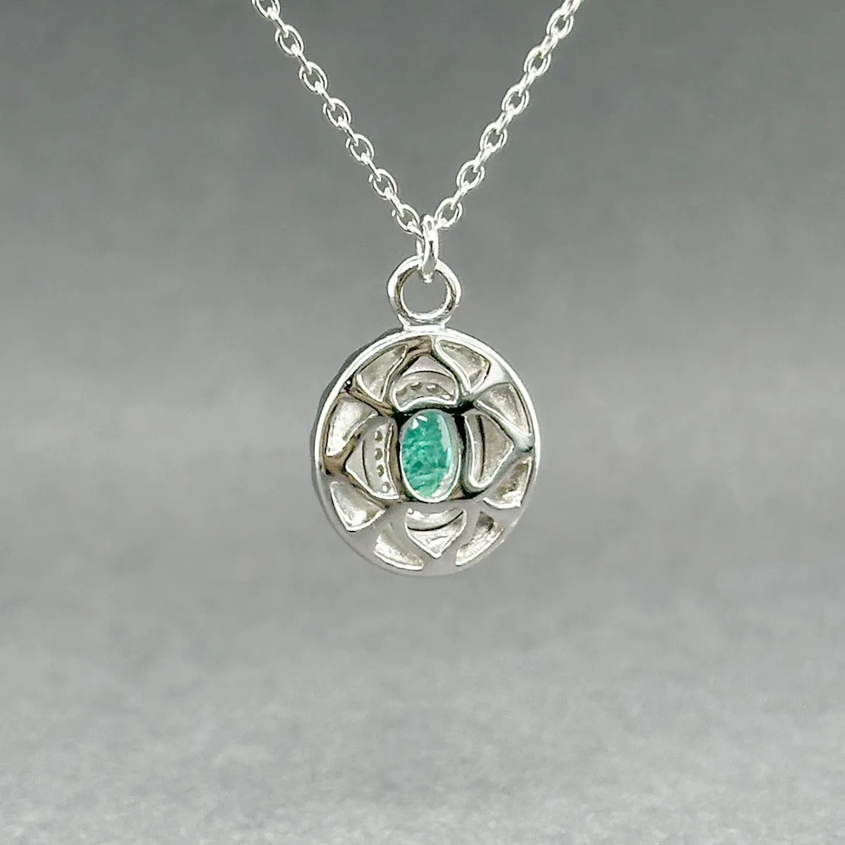 Estate 14K W Gold 0.47ct Emerald & 0.05ctw Diamond Pendant