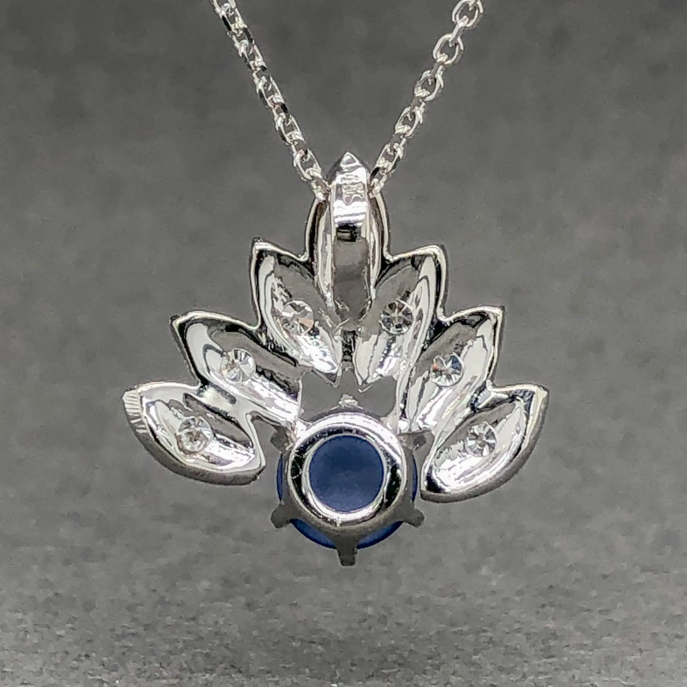 Estate 14K W Gold 0.55ct Lab-created Star Sapphire & Diamond Pendant