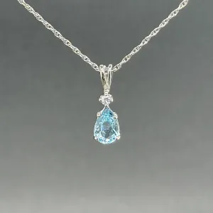 Estate 14K W Gold 0.56ct Aquamarine & 0.02ct G-H/SI1 Diamond Pendant