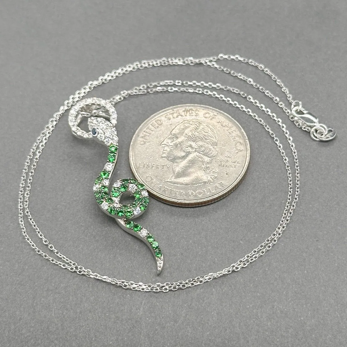 Estate 14K W Gold 0.58ctw Multigem & 0.25ctw Diamond Snake Pendant