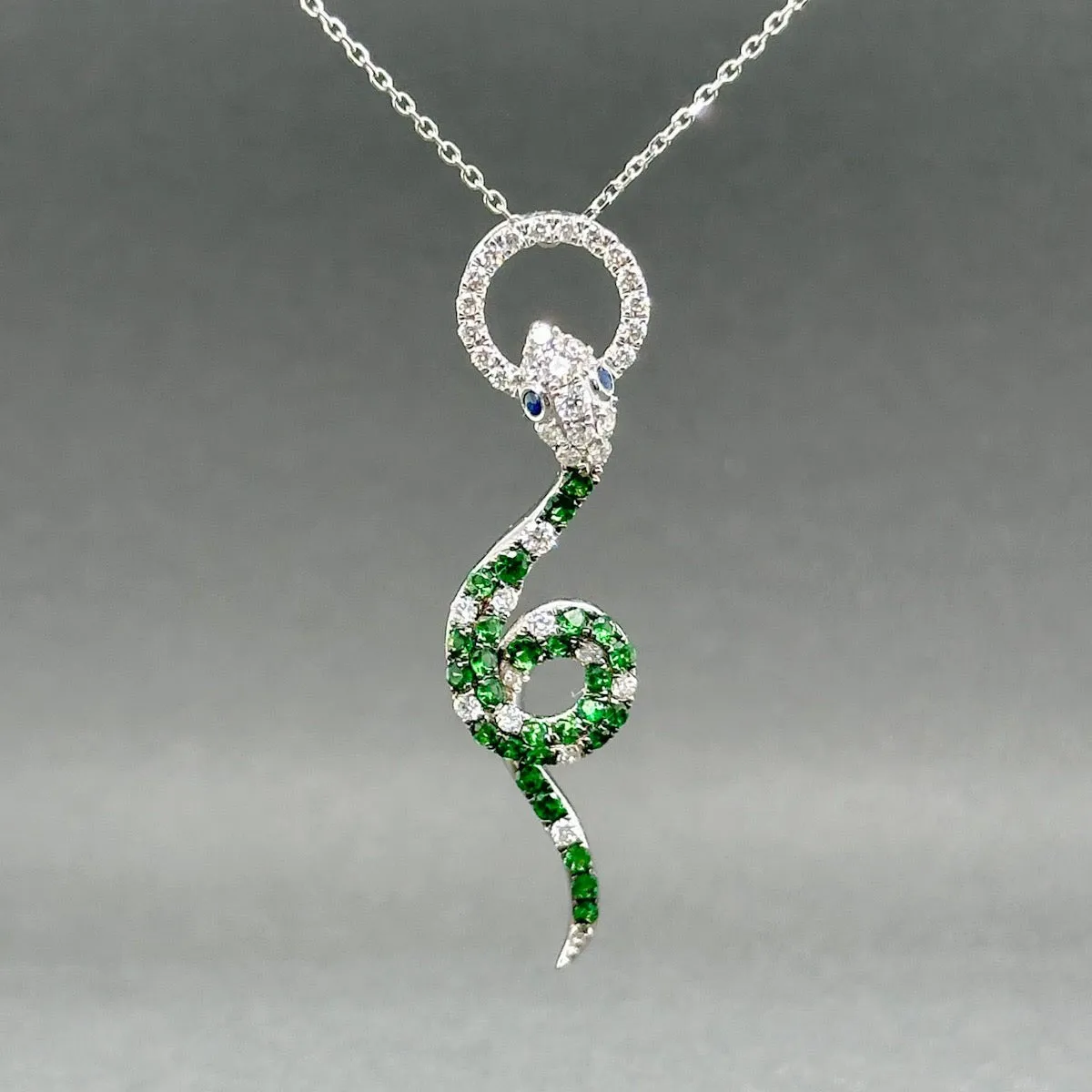 Estate 14K W Gold 0.58ctw Multigem & 0.25ctw Diamond Snake Pendant