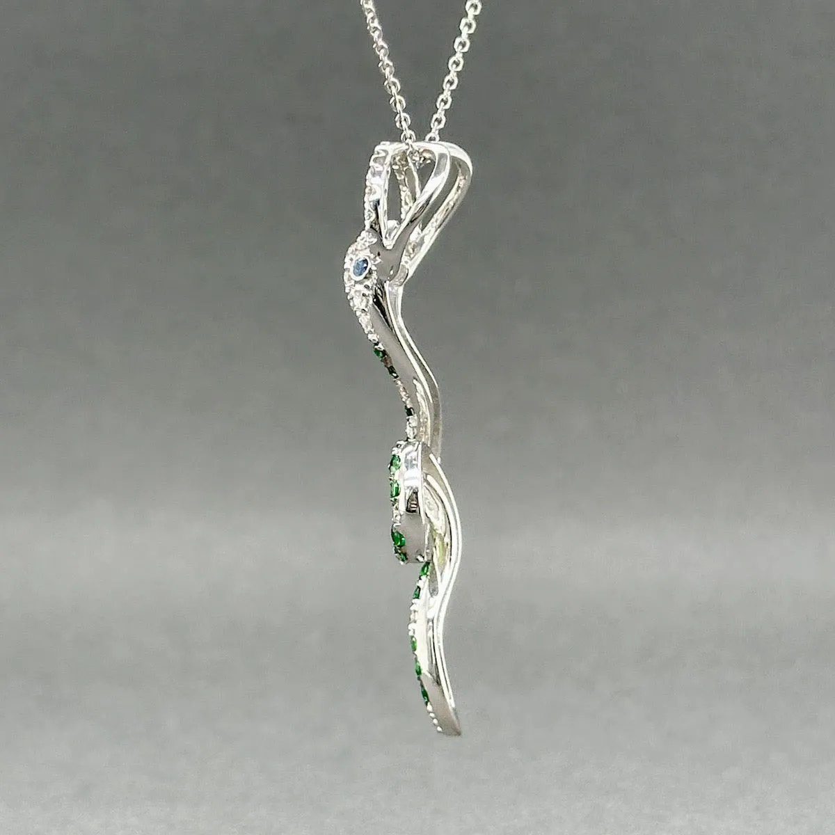 Estate 14K W Gold 0.58ctw Multigem & 0.25ctw Diamond Snake Pendant