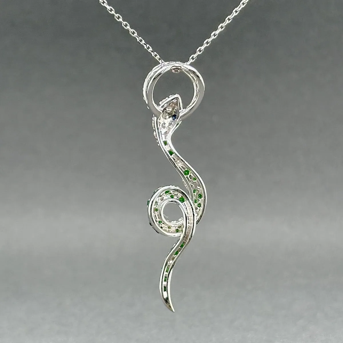 Estate 14K W Gold 0.58ctw Multigem & 0.25ctw Diamond Snake Pendant