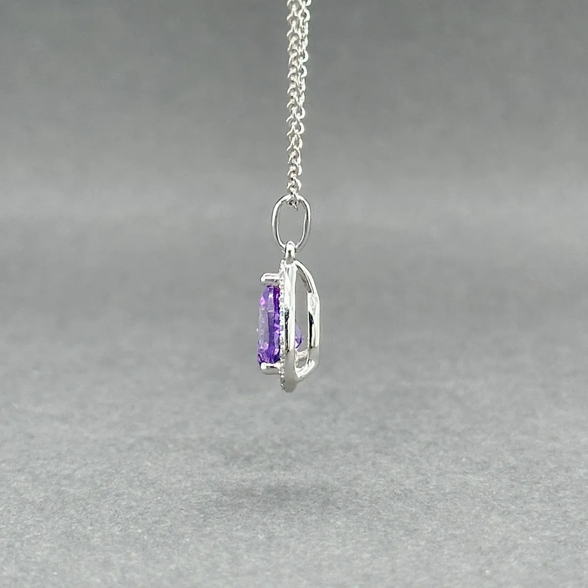 Estate 14K W Gold 0.66ct Amethyst & 0.03ctw Diamond Pendant