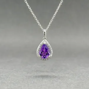 Estate 14K W Gold 0.66ct Amethyst & 0.03ctw Diamond Pendant