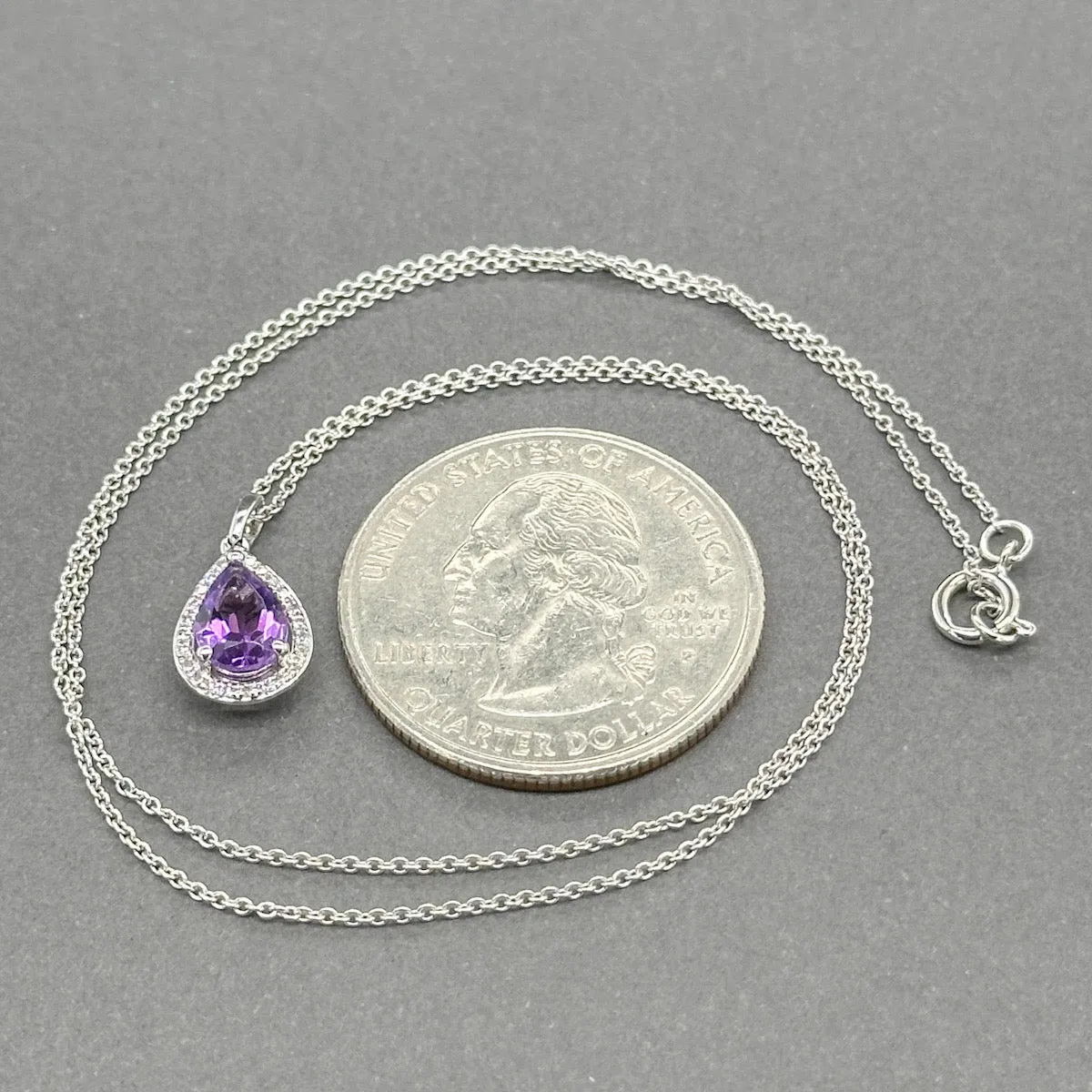 Estate 14K W Gold 0.66ct Amethyst & 0.03ctw Diamond Pendant