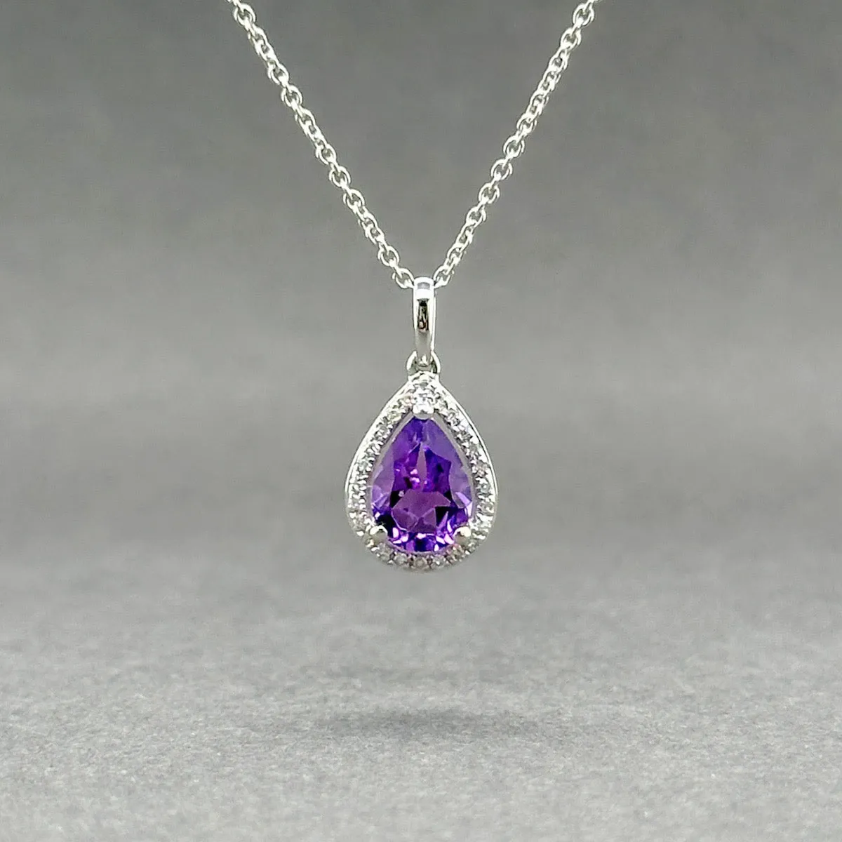 Estate 14K W Gold 0.66ct Amethyst & 0.03ctw Diamond Pendant