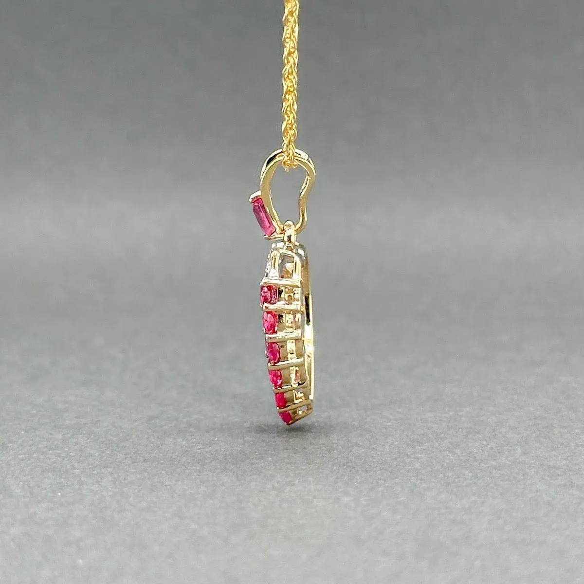 Estate 14K Y Gold 0.89ctw Ruby & 0.02ctw H-I/SI1 Diamond Heart Pendant
