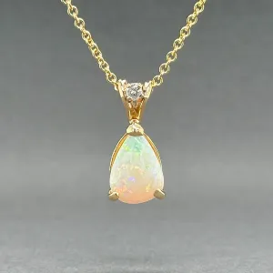 Estate 14K Y Gold 2.46ct Opal & 0.05ct H-I/SI2 Diamond Pendant