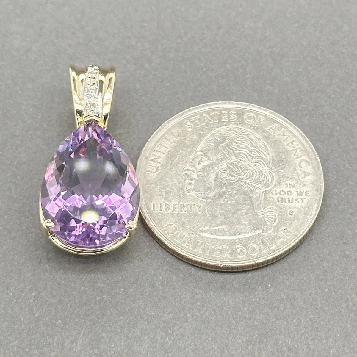 Estate 14K Y Gold 8.17ct Amethyst & 0.02ctw I-J/SI1-2 Diamond Pendant