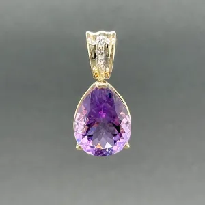 Estate 14K Y Gold 8.17ct Amethyst & 0.02ctw I-J/SI1-2 Diamond Pendant
