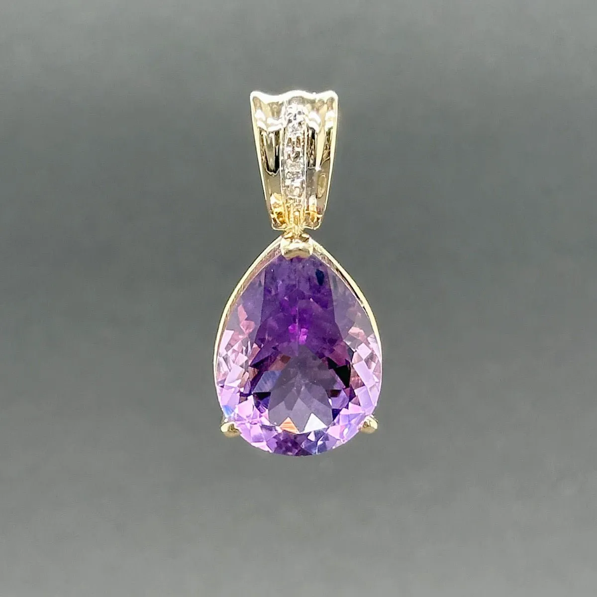 Estate 14K Y Gold 8.17ct Amethyst & 0.02ctw I-J/SI1-2 Diamond Pendant