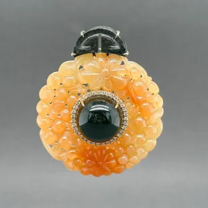 Estate 18K Y Gold 52.12ctw Jadeite & 0.15ctw G-H/VS2-SI1 Diamond Pendant