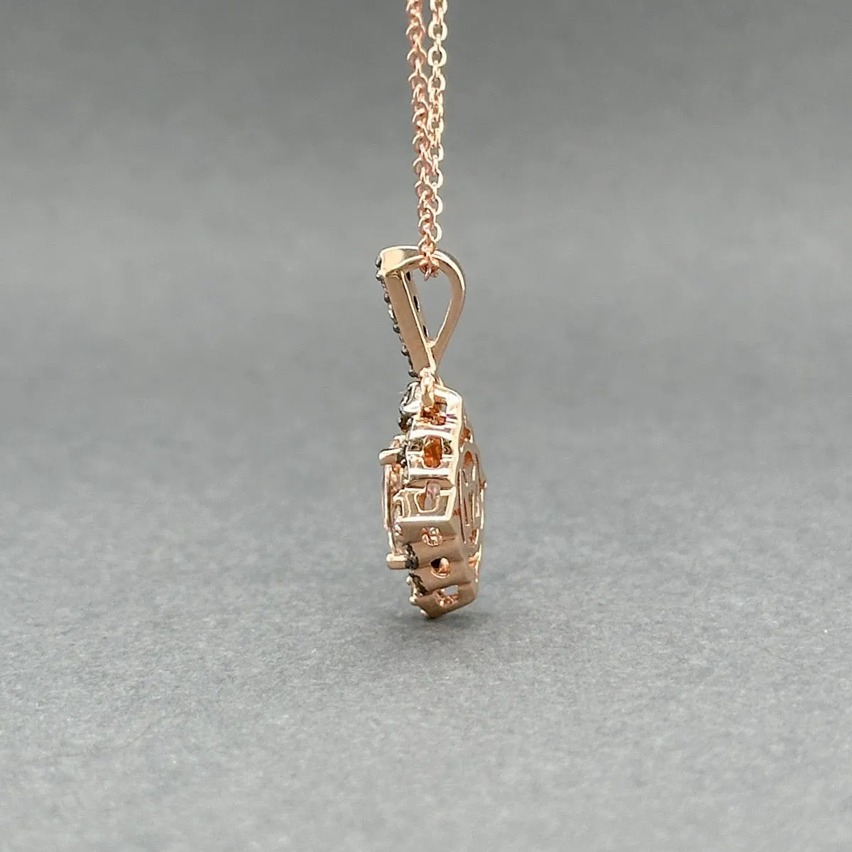 Estate Levian 14K R Gold 0.69ct Morganite & 0.15ctw Brown/SI1 Diamond Pendant