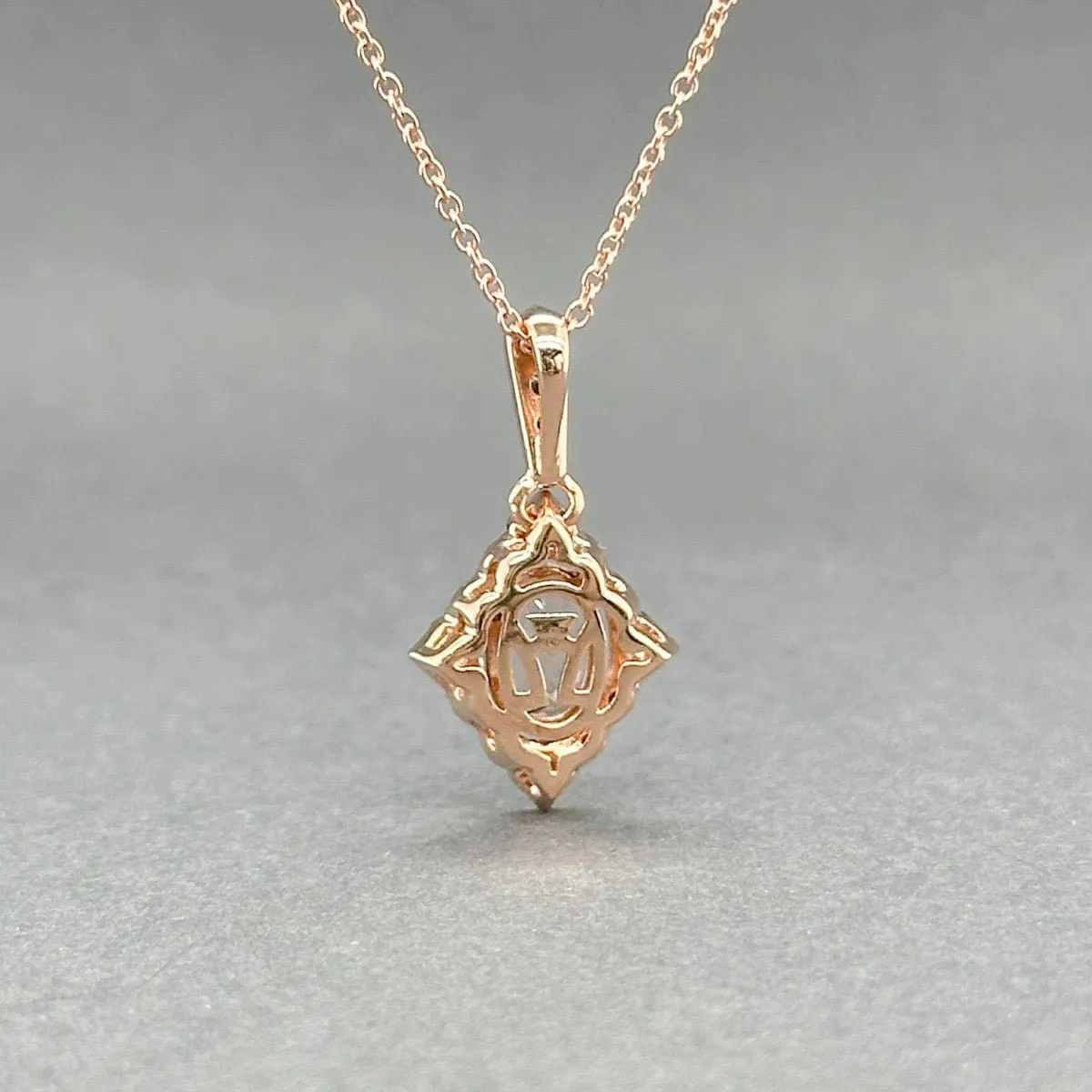 Estate Levian 14K R Gold 0.69ct Morganite & 0.15ctw Brown/SI1 Diamond Pendant