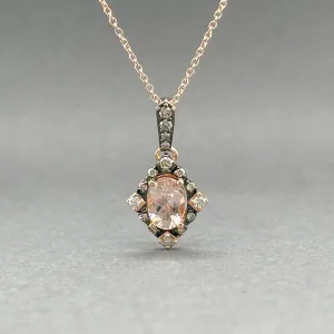 Estate Levian 14K R Gold 0.69ct Morganite & 0.15ctw Brown/SI1 Diamond Pendant