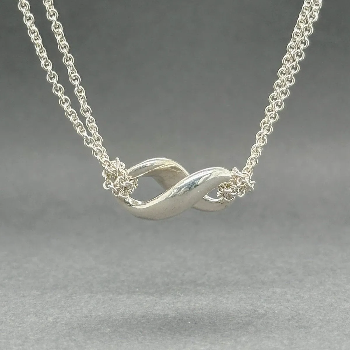 Estate Tiffany & Co. SS Double Chain Infinity Pendant
