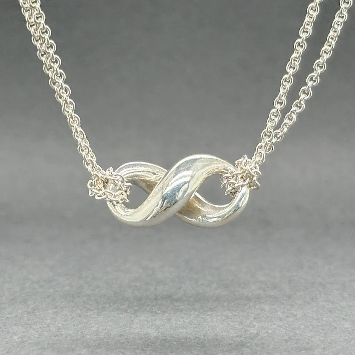 Estate Tiffany & Co. SS Double Chain Infinity Pendant