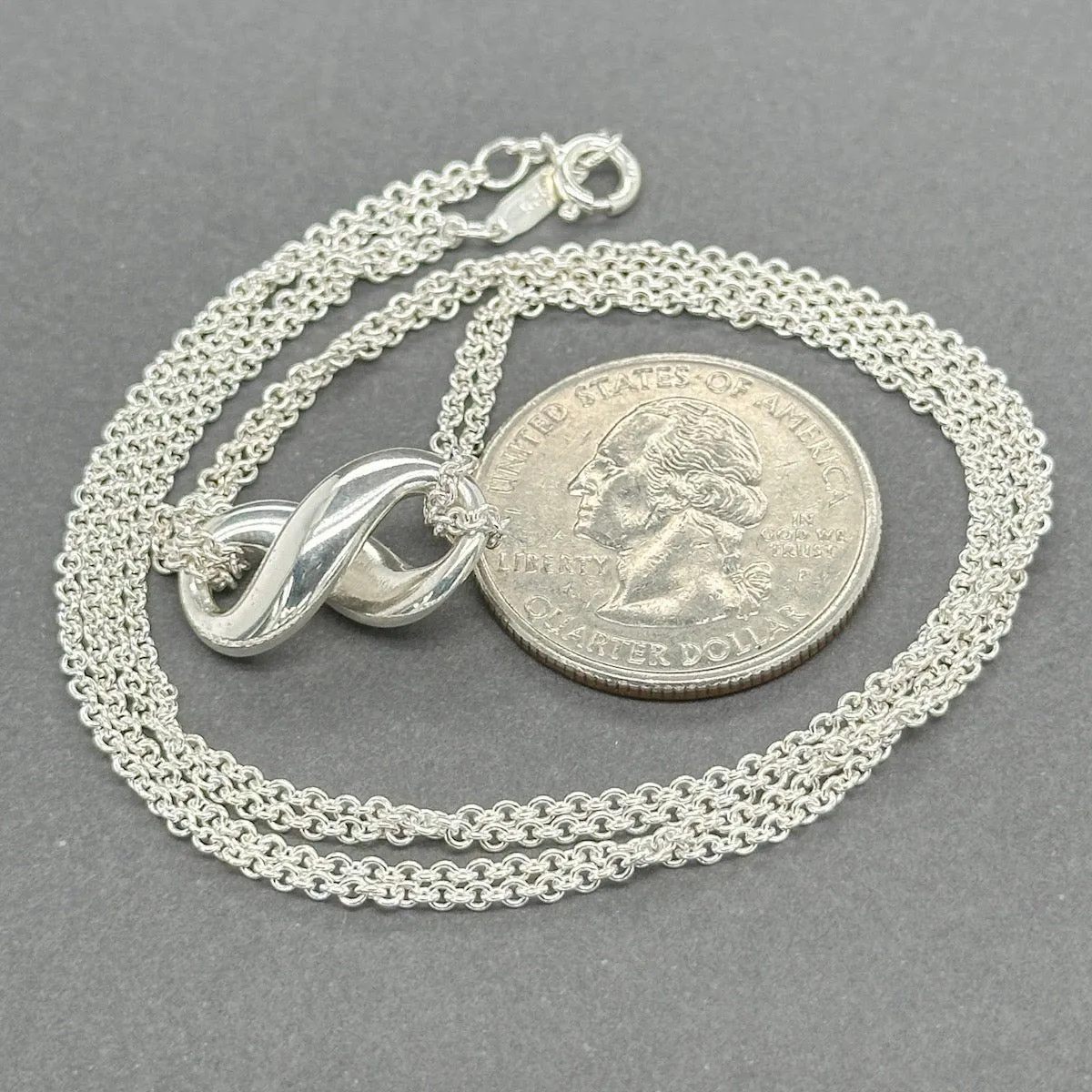 Estate Tiffany & Co. SS Double Chain Infinity Pendant