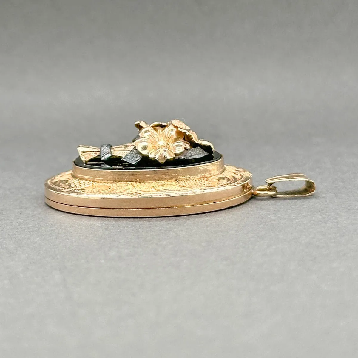 Estate Victorian 14K Y Gold 8.26ct Onyx Locket Pendant