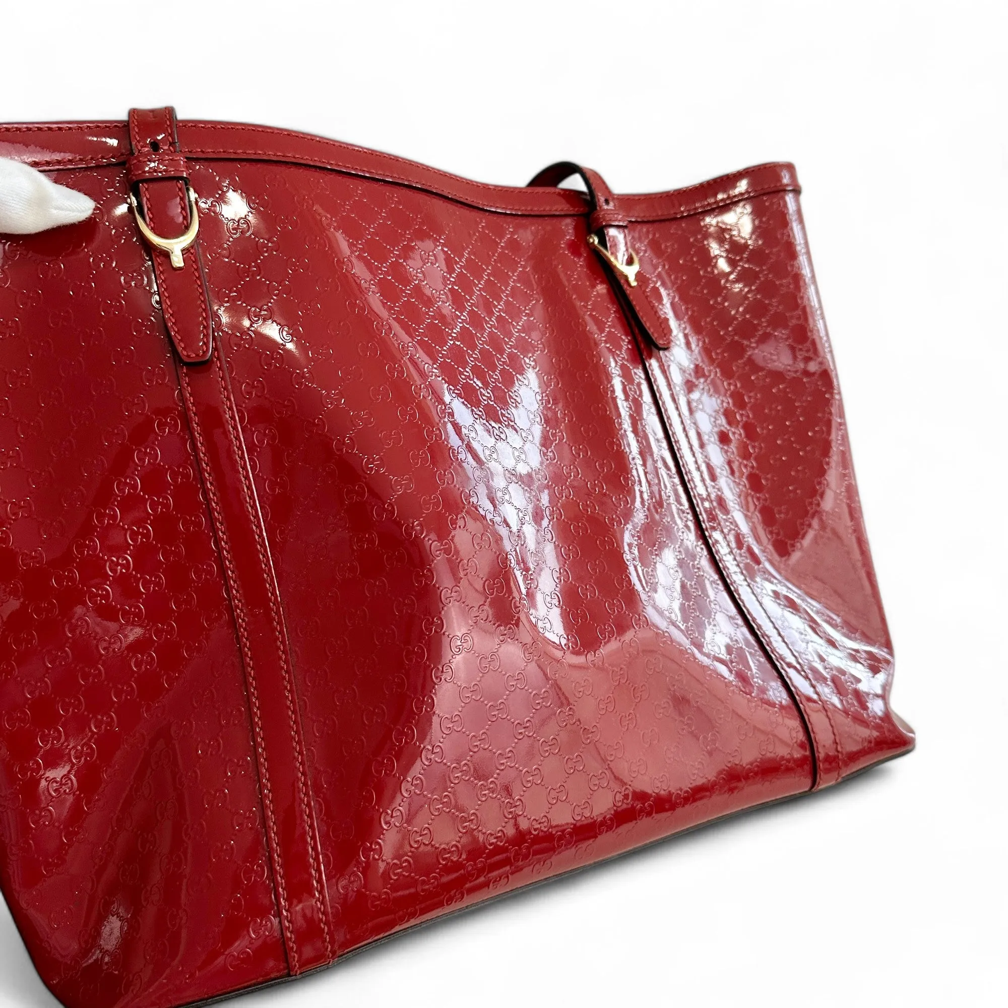 Gucci Microguccissima Medium Nice Tote Apple Red Patent Leather