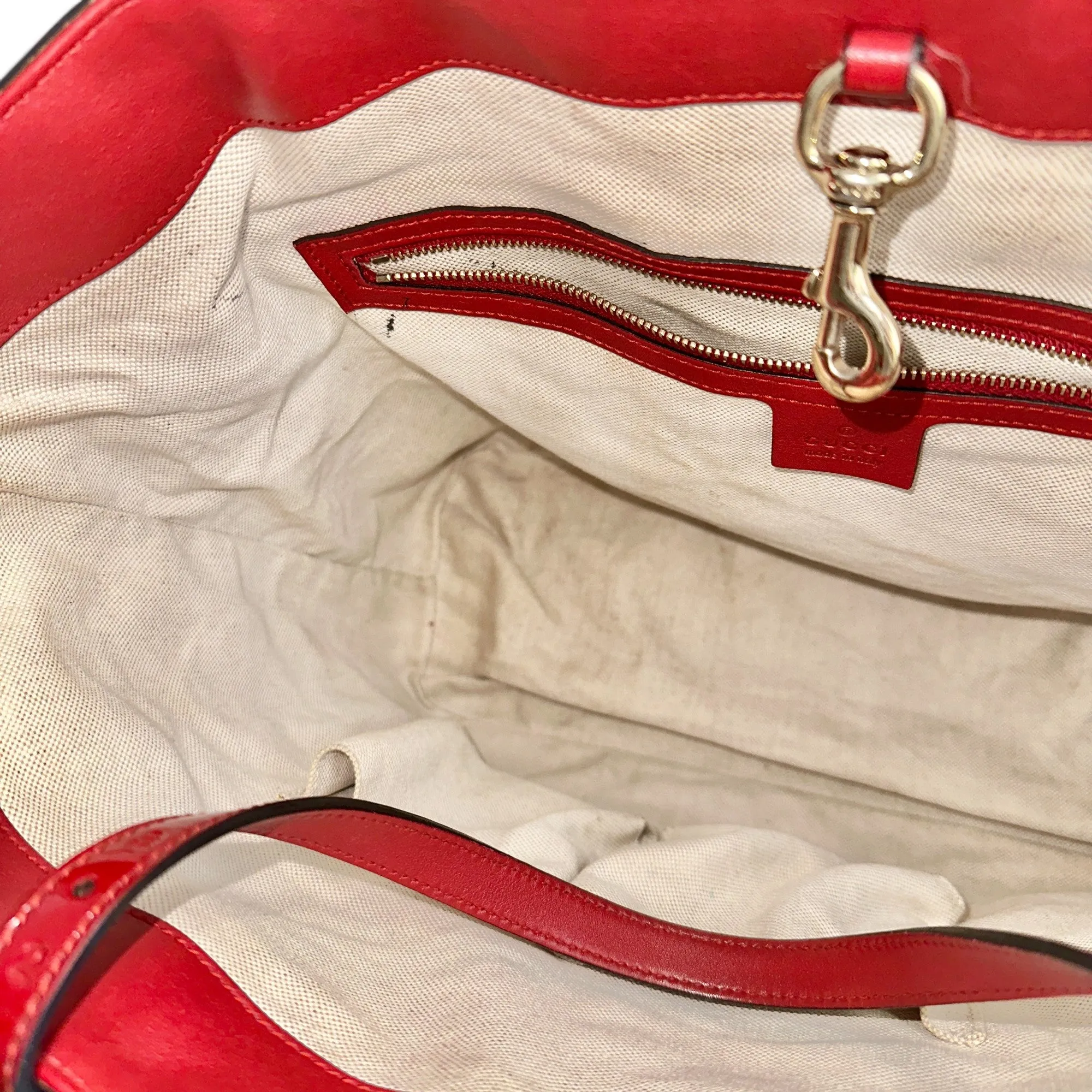 Gucci Microguccissima Medium Nice Tote Apple Red Patent Leather
