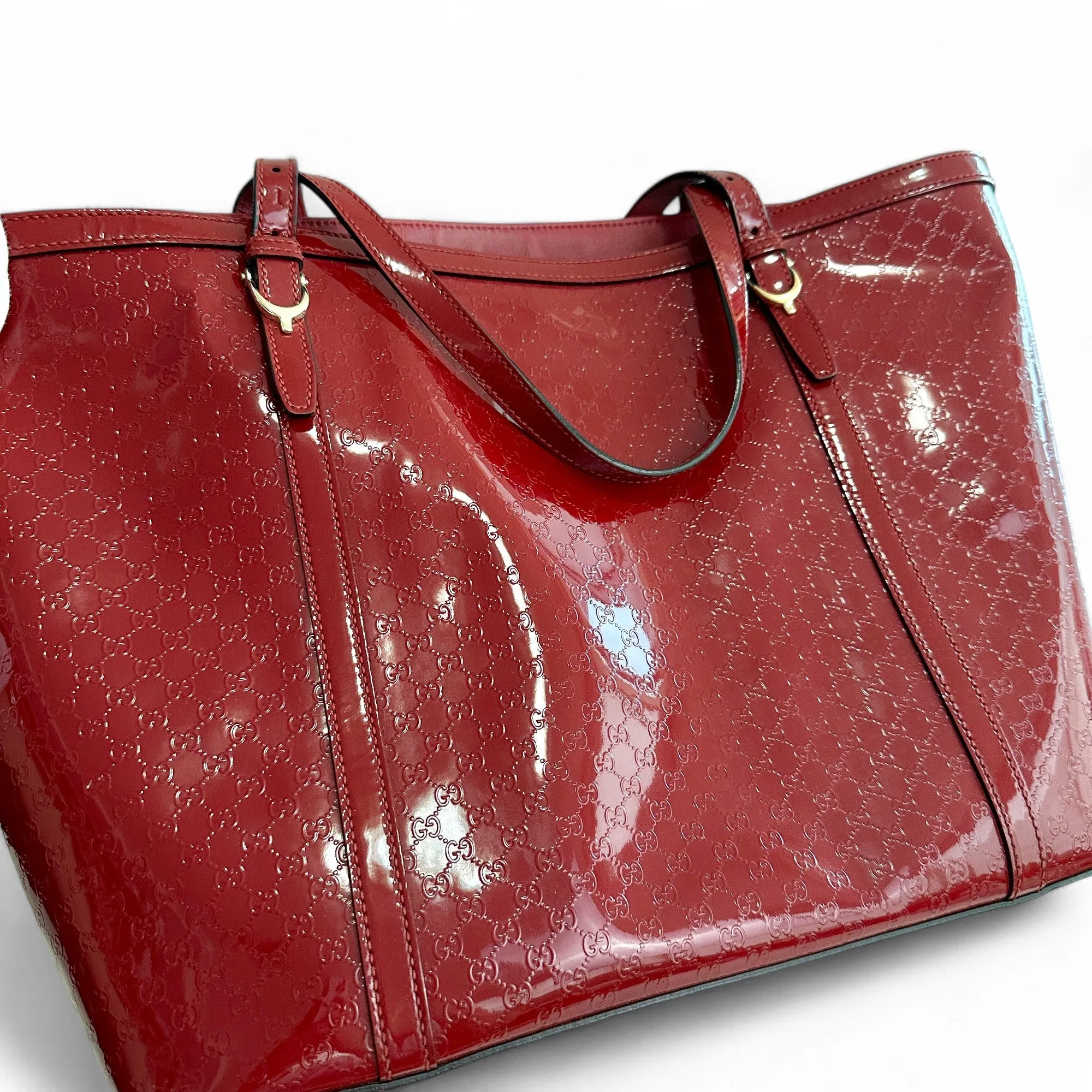 Gucci Microguccissima Medium Nice Tote Apple Red Patent Leather