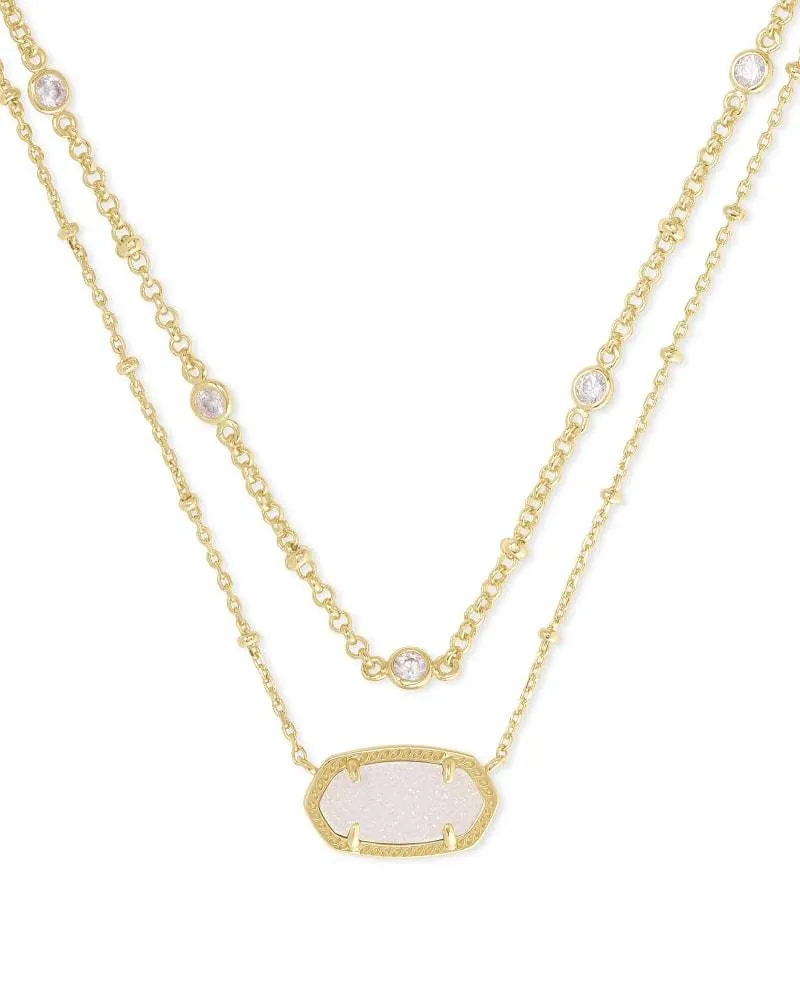 KENDRA SCOTT ELISA GOLD MULTI STRAND NECKLACE IN IRIDESCENT DRUSY 4217707118