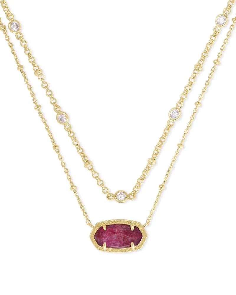 KENDRA SCOTT ELISA GOLD MULTI STRAND NECKLACE IN RASPBERRY LABRADORITE 4217709960