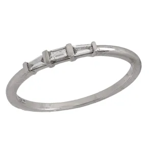 Mid Century baguette diamond platinum wedding band