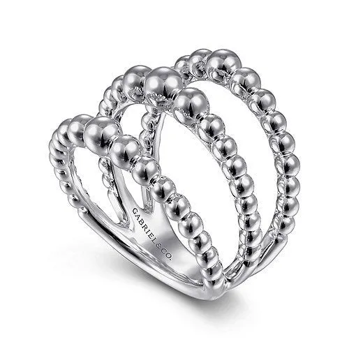 SS Triple Row Beaded Ring