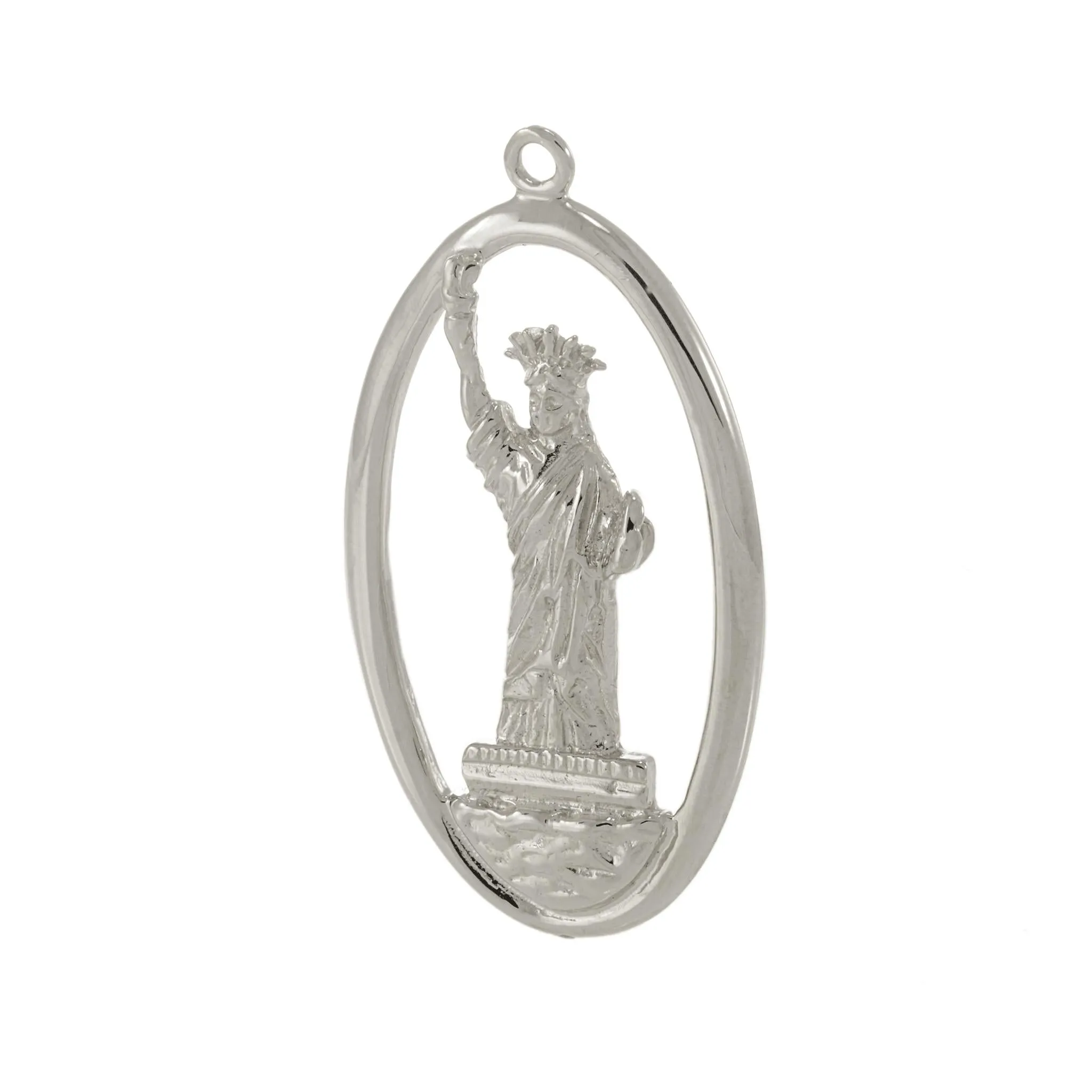 Sterling Silver Oval Statue of Liberty Charm