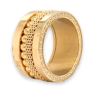YGP Stainless Swarovski CZ & YGP Stardust &amp; Beaded Ring Set