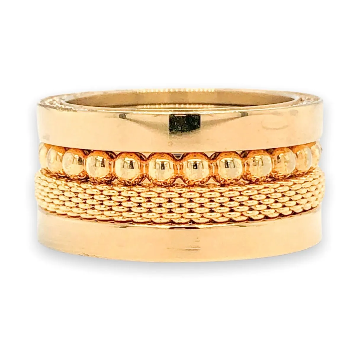 YGP Stainless Swarovski CZ & YGP Stardust &amp; Beaded Ring Set